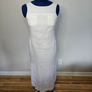 Petite Sophiaticate White Linen Midi Dress Size 8